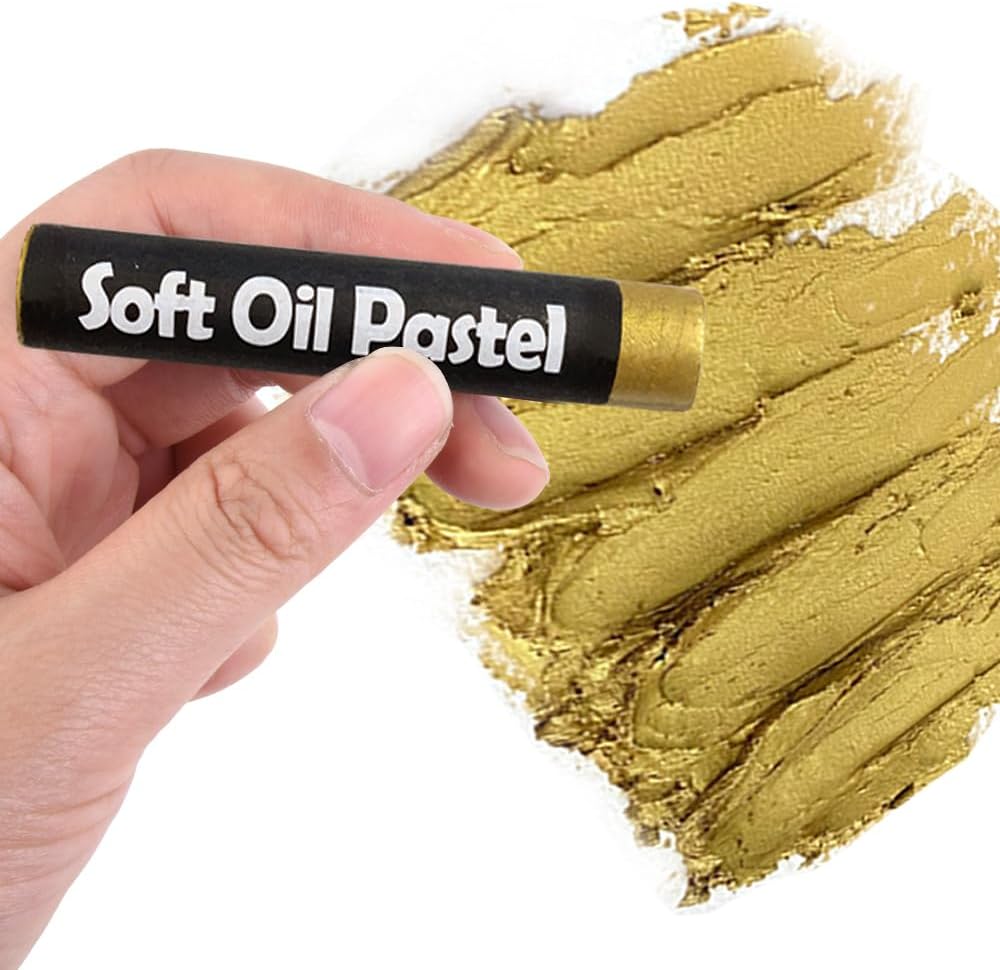5 Pcs Cream Soft Oil Pastels Vibrant and Creamy Colored Chalk Pastels Artists Grade Art Supplies Set for Professionals Painting Drawing Gold