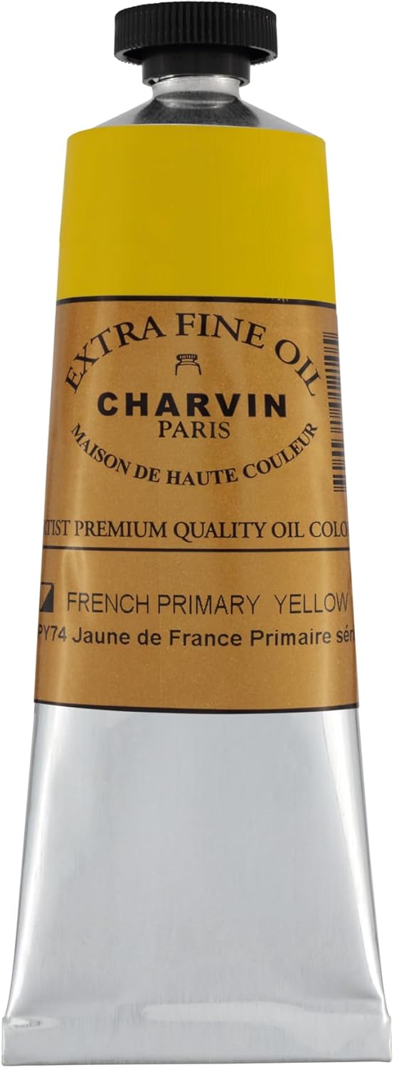 Charvin Extra Fine Oil Paint, French Yellow Primary 60 ml - Triple-Milled, Rich Texture, Poppy Oil-Based, Light-Fast, Handmade, Archival Quality
