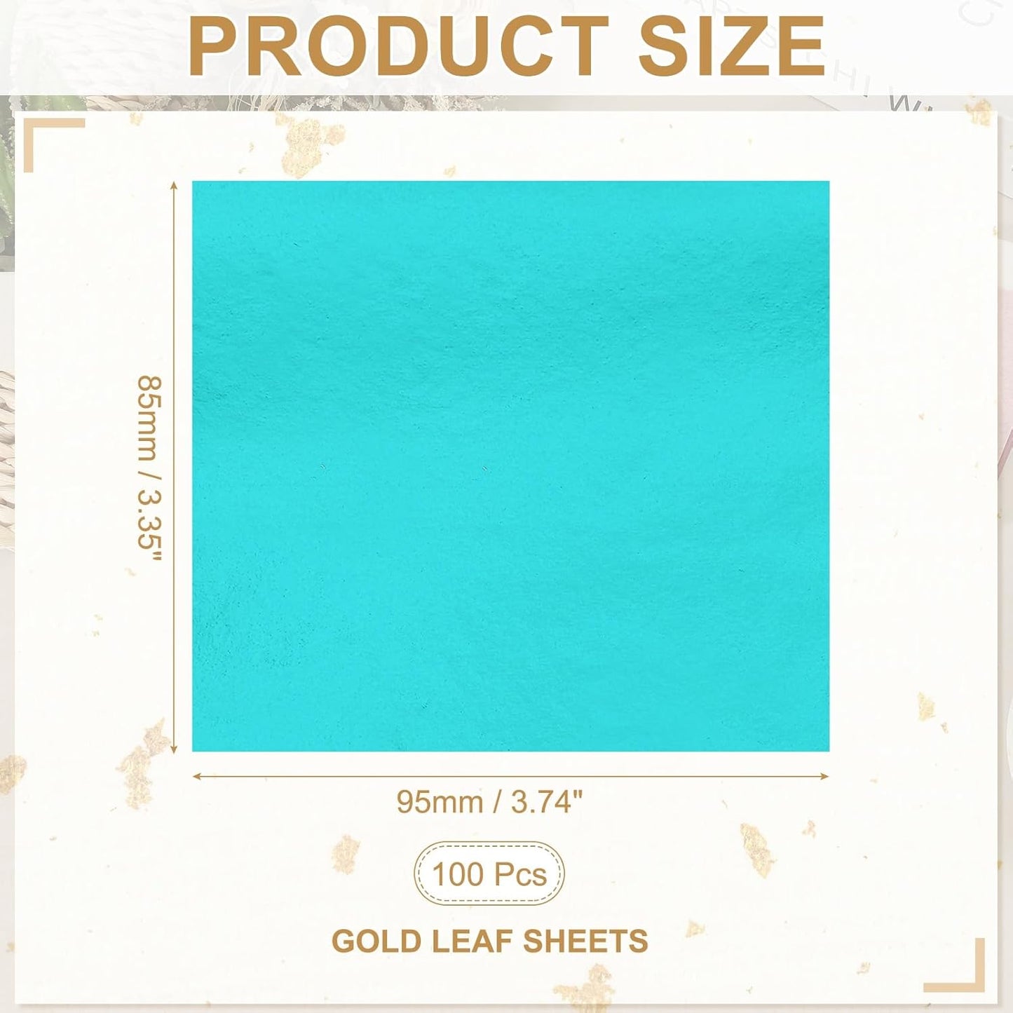 PATIKIL Gold Leaf Sheets for Art 3.7" x 3.4", 100 Pcs Gold Foil Sheet Metallic Leaf Papers for DIY Crafts Resin Furniture Nails Paintings Home Decoration, Light Blue