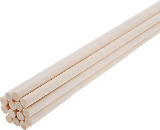 Mandala Crafts Wood Sticks Wooden Dowel Rods 18 Inches Wooden Sticks for Crafts Sticks Macrame Dowels - 40 Unfinished Wood Dowels 1/4 Inch Cake Dowels for Tiered Cakes