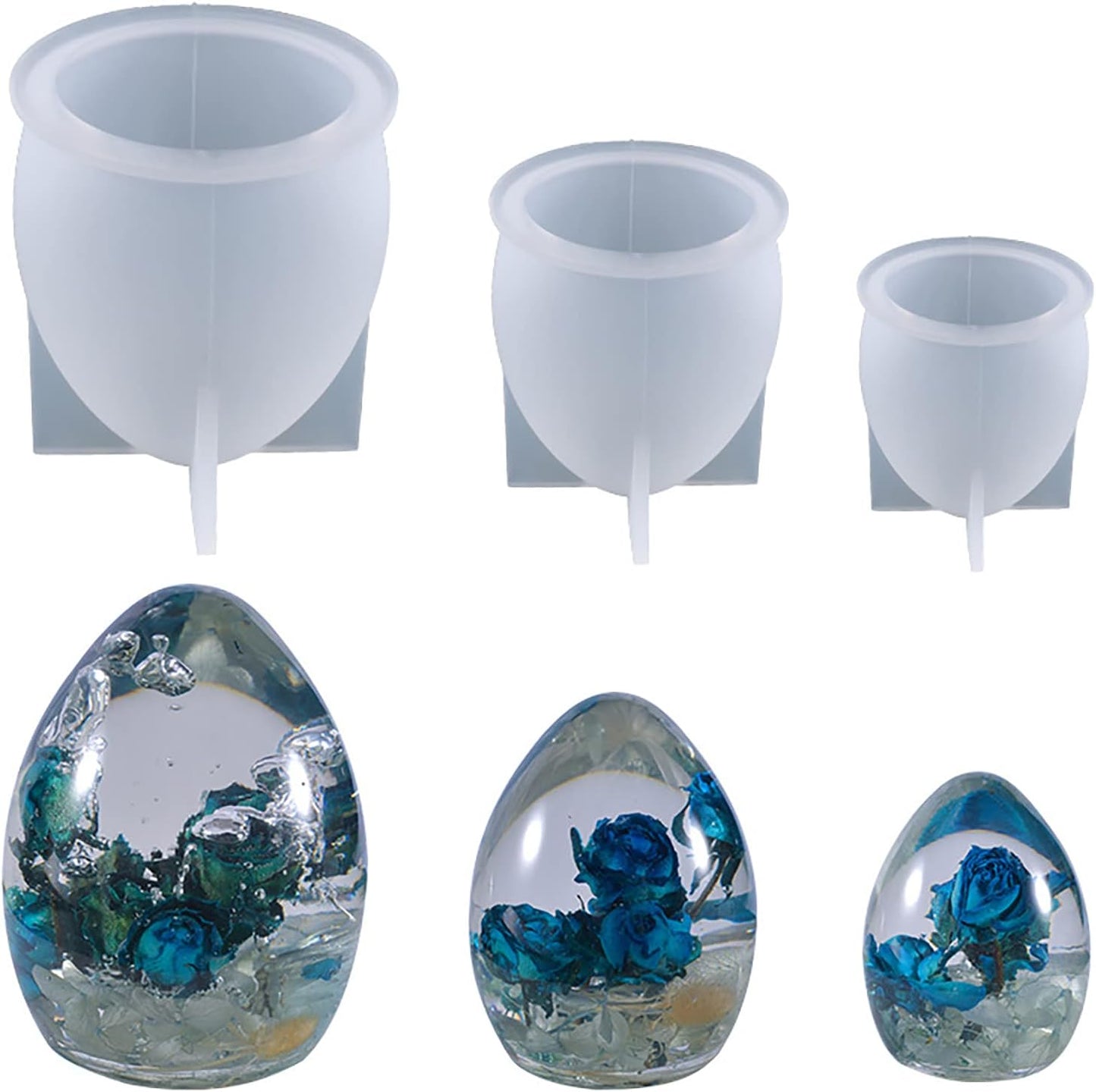 3 Pack Silicone Egg Cake & Candle Molds - Lava Dragon Egg Shapes - Clay & Resin Making Molds - Craft Supplies