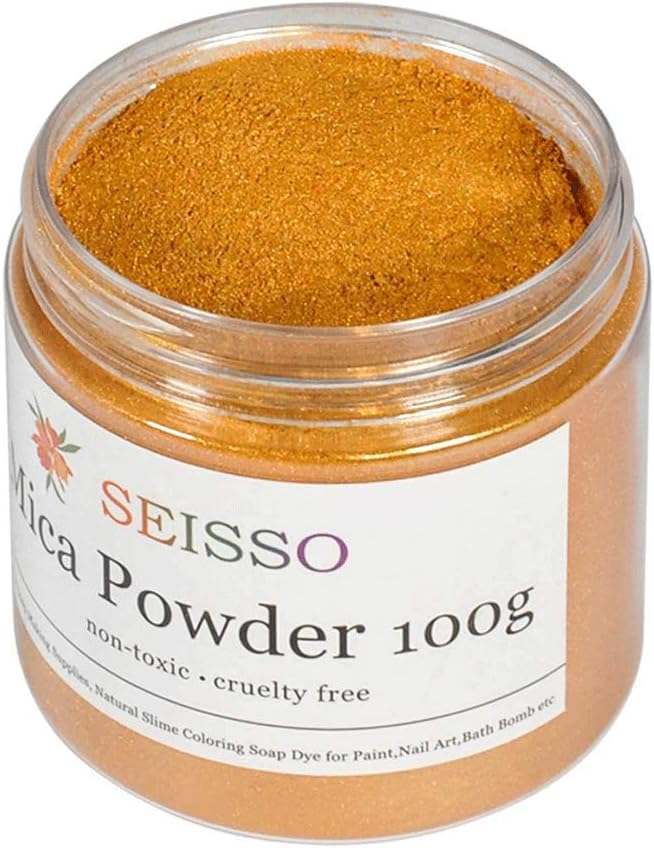 Gold Mica Powder for Epoxy Resin 3.5 oz /100g Powdered Pigment for Soap Colorant Bath Bomb Dye, Cosmetic Grade for Lip Gloss, Acrylic Nails Polish, Craft Projects