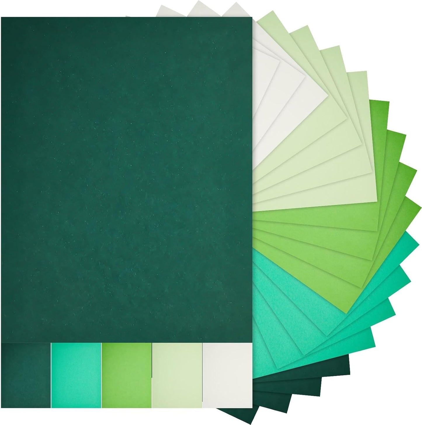 Sinmoe 100 Sheets 5 Shades Cardstock Paper 8.5 x 11 Inches 180gsm Solid Core Printer Paper for Scrapbooking DIY Arts Crafts Making Office Home Supplies(Green Series)