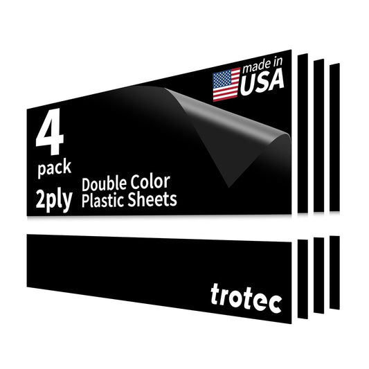 Trotec TroLase | 12"x24"x1/8", 4 Pcs | Black/White | 2 Ply | Modified Acrylic | Laser Engraving Double Color Plastic Sheet | Engraving Blanks for Laser, Saw, Guillotine | Made in USA