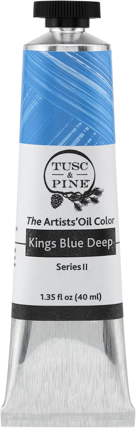 Tusc & Pine Artist Oil Paint - Kings Blue Deep, 40 ml, Non-Yellowing, Rich & Creamy Consistency, Maximum Pigment Load, Small Batch Milled Oil Paints Made in the USA for Professional Artists