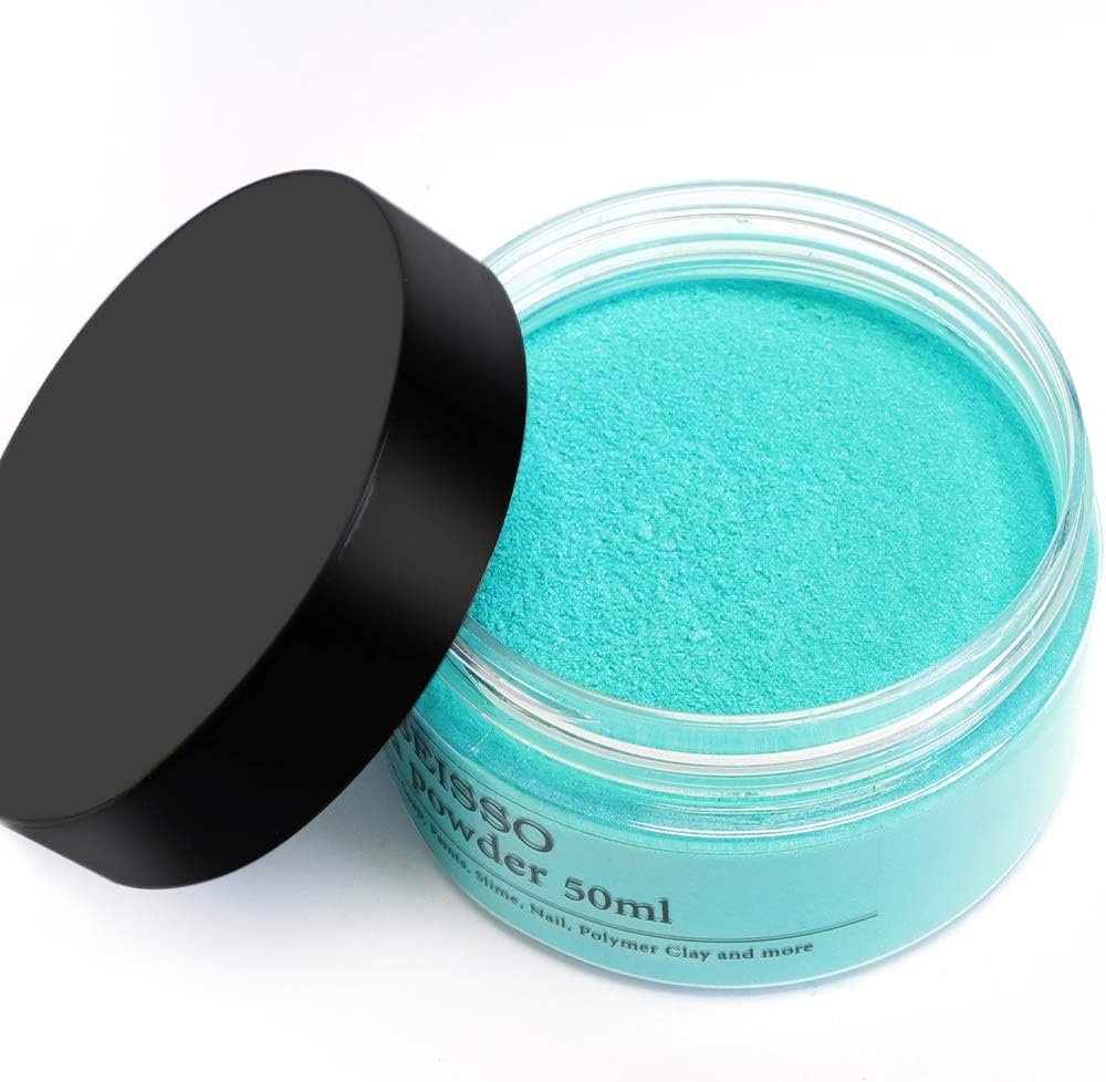 SEISSO Turquoise Blue Mica Powder for Epoxy Resin 1.7 oz /50g Powdered Pigment for Soap Colorant Bath Bomb Dye, Cosmetic Grade for Lip Gloss, Acrylic Nails Polish, Craft Projects