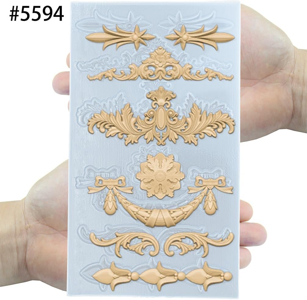 Silicone Mold for Polyclay Air Dry Clay Plaster Crafts Rococo Bow Swag
