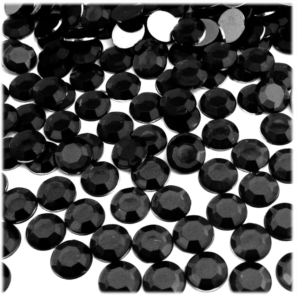 The Crafts Outlet 144pc Flatback Acrylic Rhinestones Round 10mm - Charcoal Gray