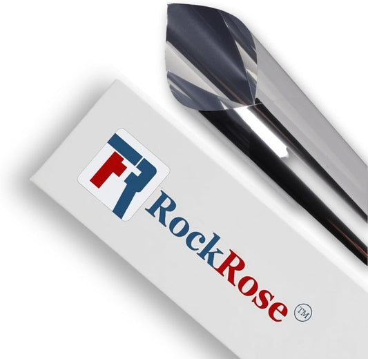 Rockrose Professional Window Tint for Home – One Way Privacy Window Film for Home Offices Heat Blocker Reflective Adhesive Mirror Tint with 99% UV Block – Silver 24 in x 25FT