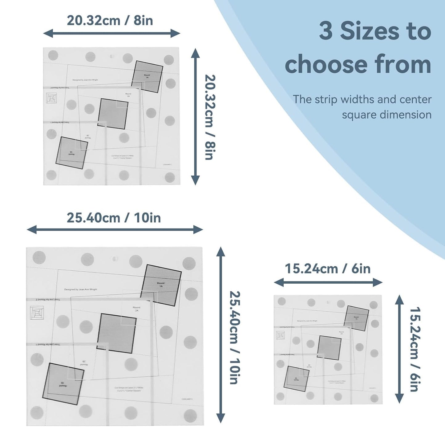 Wonky Log Cabin Trim Tool, 10in Creative Grids Quilting Rulers Transparent Acrylic Quilting Ruler with Grids, Non-Slip Grip Acrylic Quilting, Sewing, Crafting, Patchwork Ruler and Template