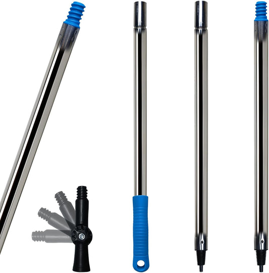 4 Ft Extension Pole +Joint Angle Adaptor, Paint Roller Stainless-Steel Threaded Splicing Extension Poles for Hand Drywall Sander Wall Cleaning and Polishing Paint Roller Brushes (4 Feet)