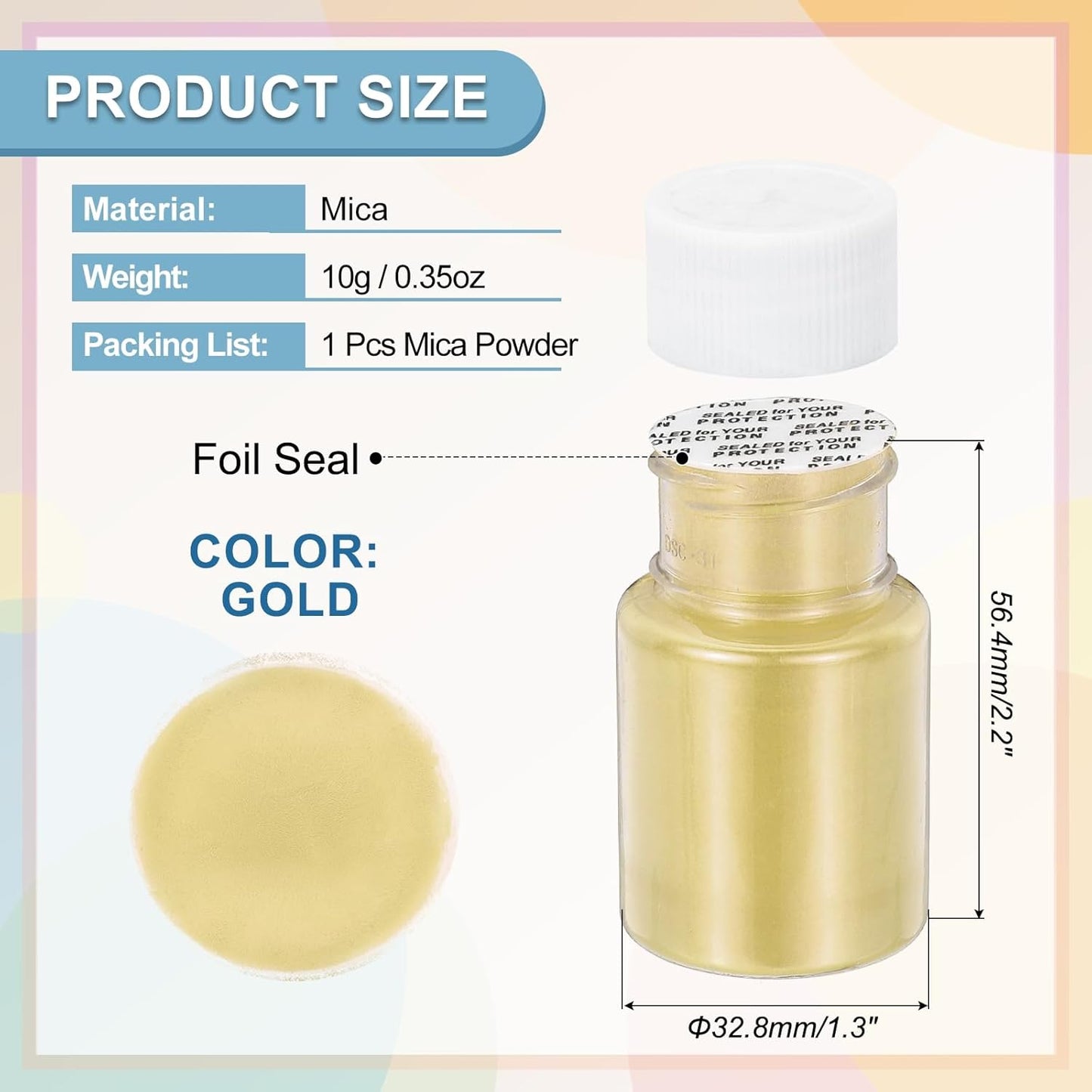 uxcell 10g/0.35oz Cosmetic Grade Mica Powder, 600 Mesh Mica Powder Natural Resin Epoxy Pigment Powders for Casting Resin, Candle Dye, DIY Nail Polish and Lip Gloss, Gold