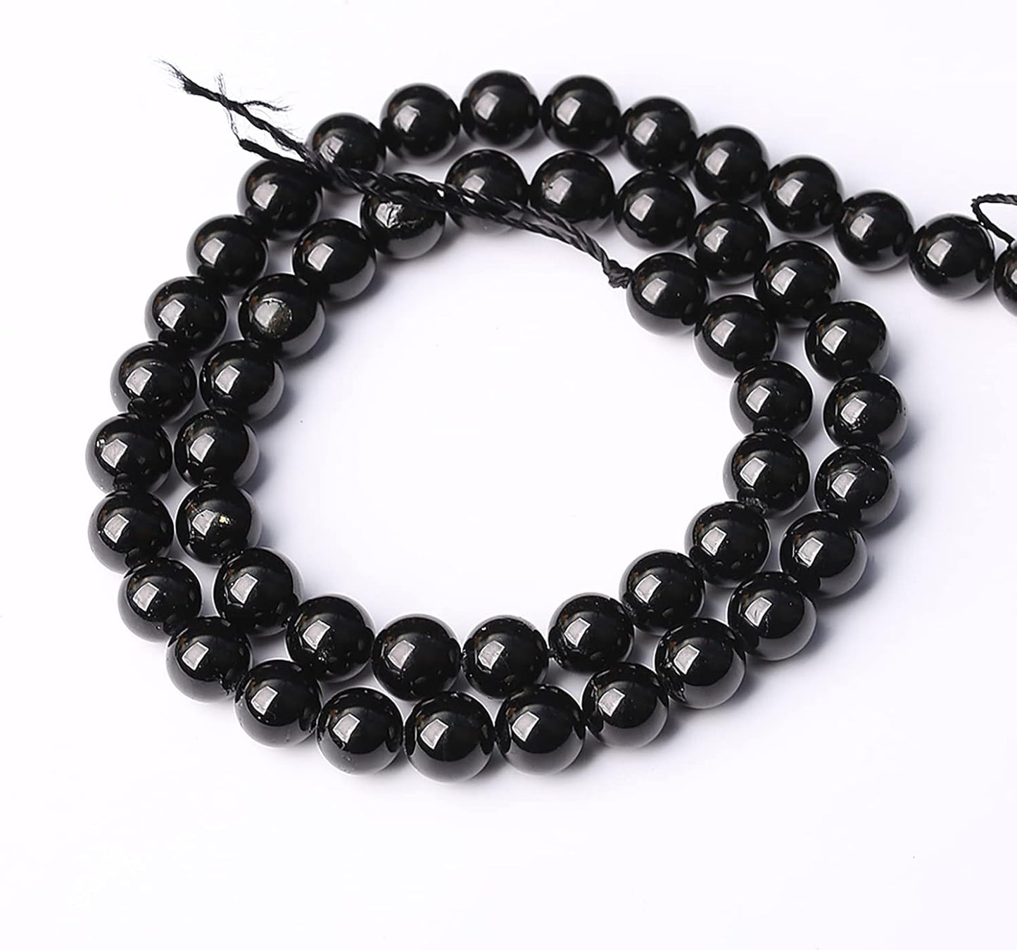 46pcs 8mm AAAA Natural Black Tourmaline Gemstone Beads Round Loose Beads for Jewelry Making DIY Bracelet Necklace