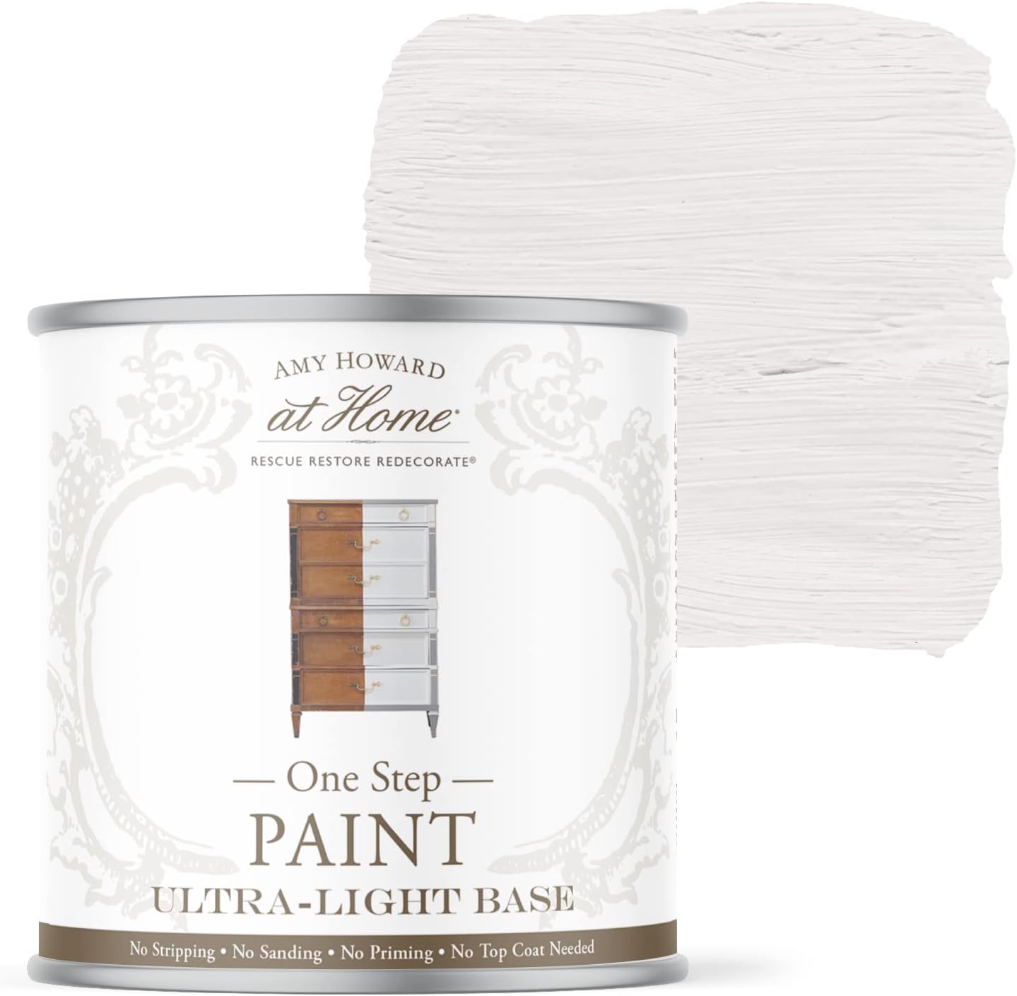 AMY HOWARD AT HOME Chalk-Based One Step Paint for Furniture, Cabinetry, Decor, Finish, and More | No Stripping, Sanding, or Priming | Ultra-Light Base | 16 Ounce | Italian Silver