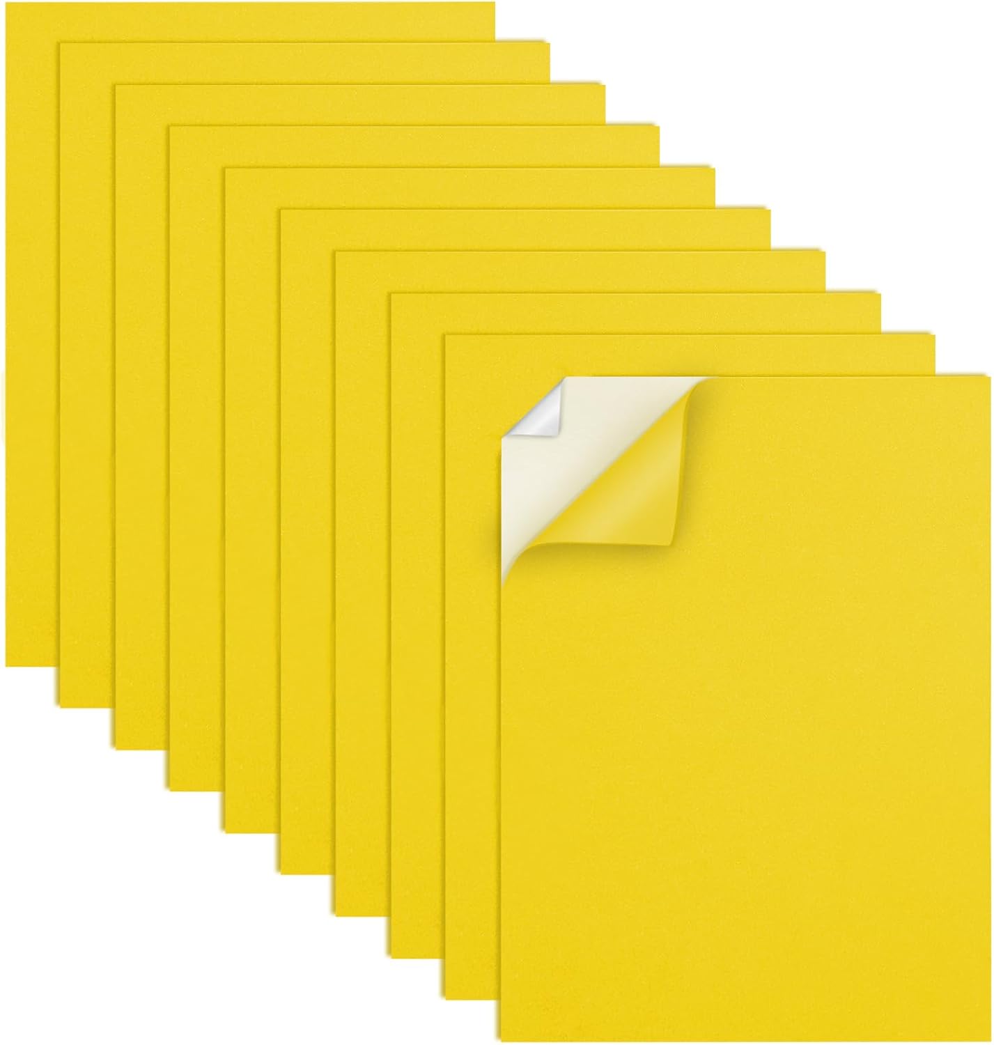MEARCOOH Self Adhesive Foam Sheets, Yellow 9x12 Inch 2mm Sticky Eva Foam Paper for Crafts Cardmaking Photo Frames Classroom Scrapbooking Christmas Crafts (Yellow 10 Sheets)