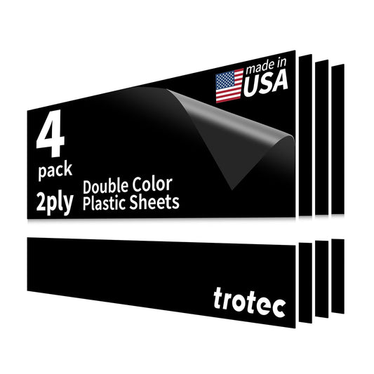 Trotec TroLase | 12"x24"x1/16", 4 Pcs | Black/White | 2 Ply | Modified Acrylic | Laser Engraving Double Color Plastic Sheet | Engraving Blanks for Laser, Saw, Guillotine | Made in USA