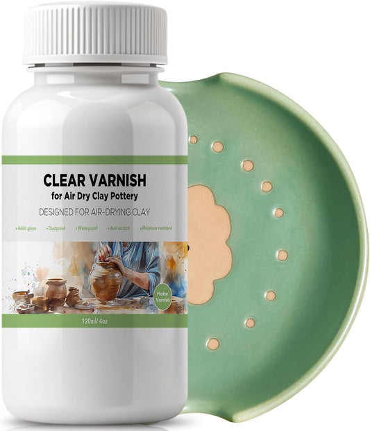 120ml Air Dry Clay Varnish - Air Dry Clay Sealant for Airdry Clay - Clear Varnish for Air Dry Clay Pottery - Matte Finish Clear Varnish for Pottery, Used to Prevent Clay Cracking, Scratches, Wear