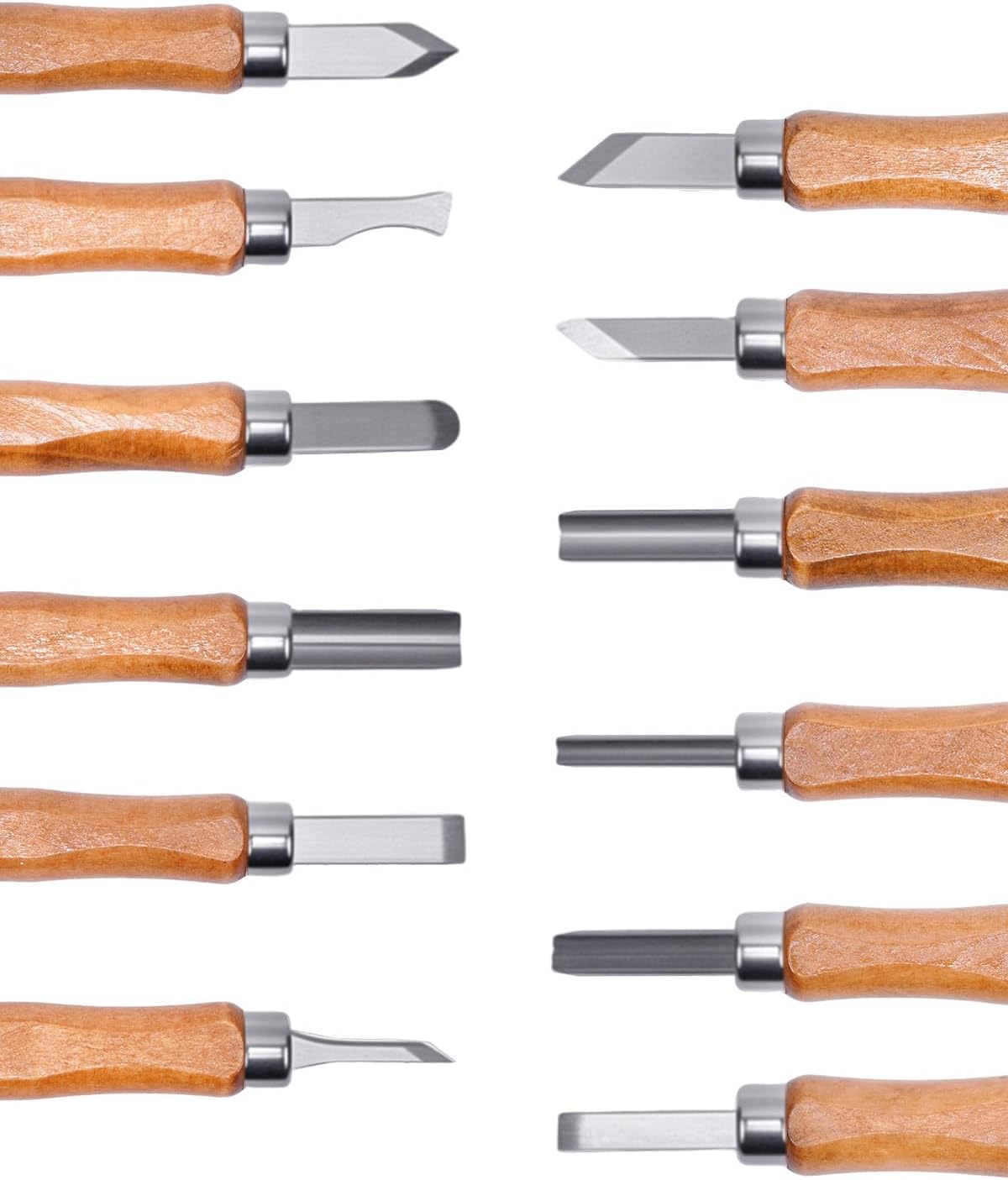 UCEC 12 Pack Linocut Wood Carving Tools Set Linoleum Hand Wood Carving Kit Whittling Knives V-chisel Angled Gouge Half Round Woodcarving Tools Set Whittling Kit for Linocut Printmaking Supplies Gift