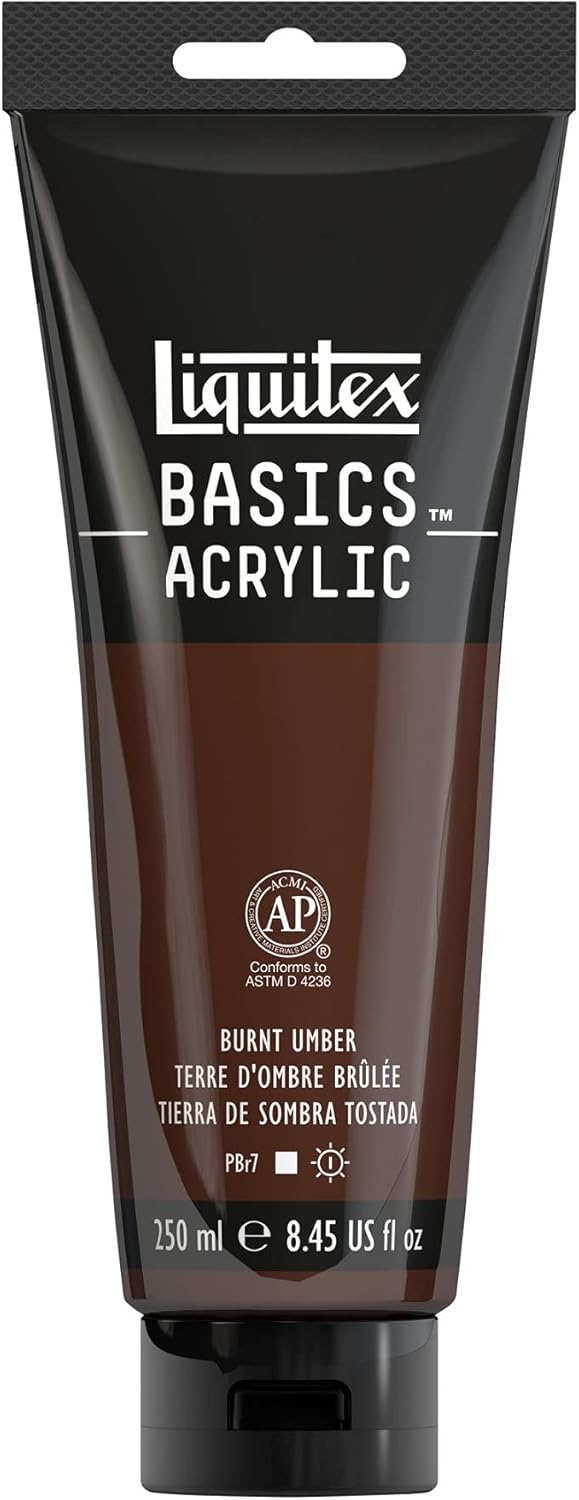 Liquitex BASICS Acrylic Paint, 250ml (8.5-oz) Tube, Burnt Umber