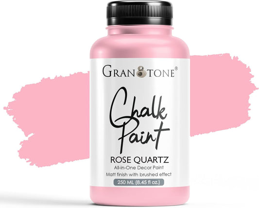 GRANOTONE Chalk Paint for Furniture | Matt-Finish Water-Based Acrylic Paint for Wood, Walls, Metal, Glass, Paper, Fabric Canvas | Maximum Coverage Chalk Paint for Kids & Adults, 250 Ml (ROSE QUARTZ)