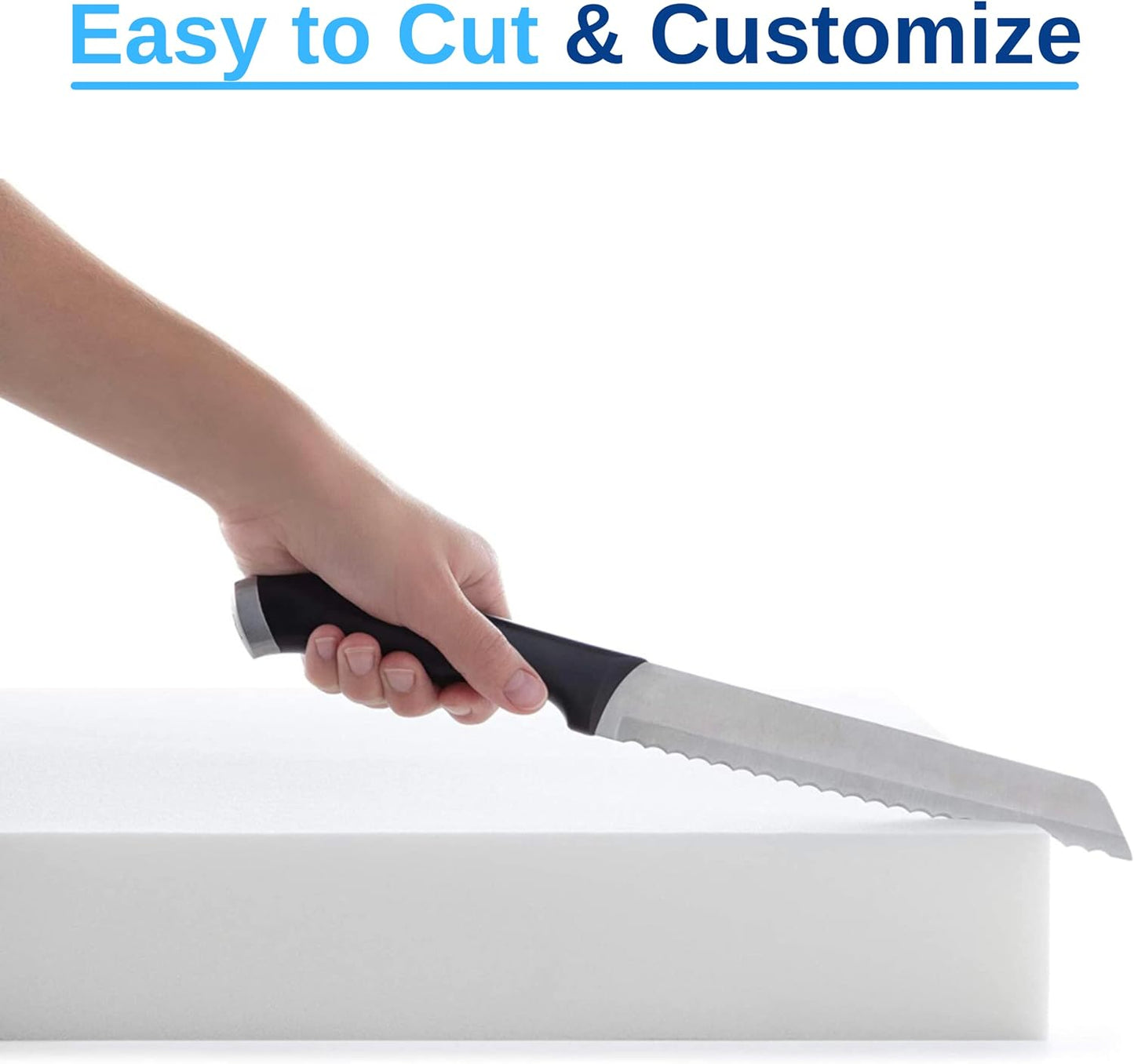 FoamRush 12" H x 24" W x 24" L Upholstery Foam Cushion High Density (Chair Cushion Square Foam for Dinning Chairs, Wheelchair Seat Cushion Replacement)