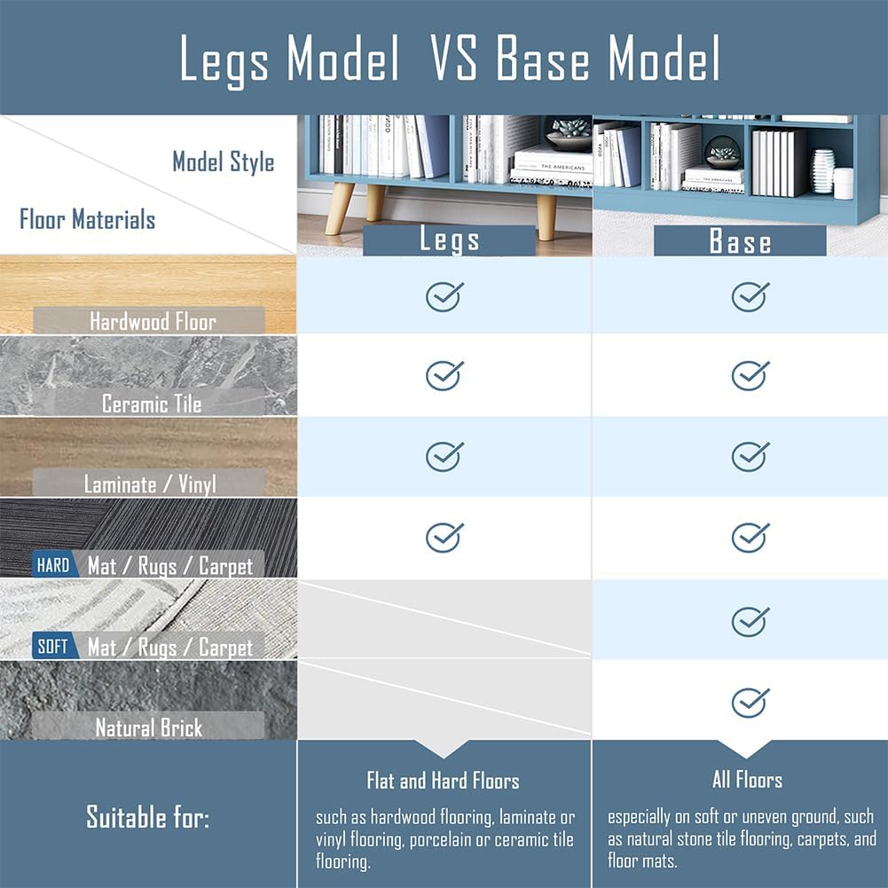 IOTXY Wooden Open Shelf Bookcase - 3-Tier Floor Standing Display Cabinet Rack with Legs, 10 Cubes Bookshelf, Bright Blue