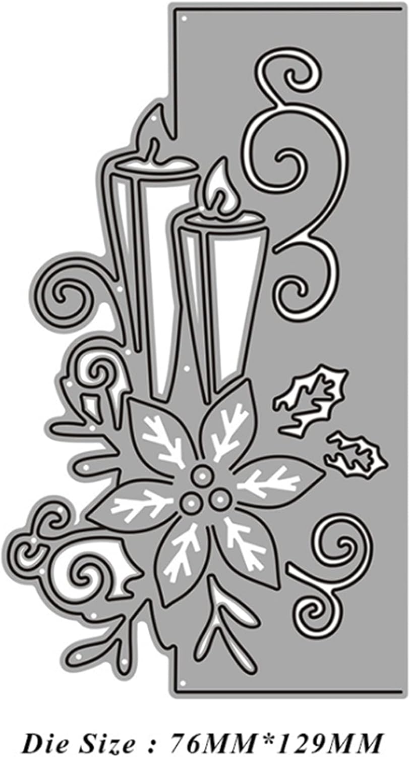 Metal Cutting Dies DIY Merry Christams Embossing Stencil Template Scrapbooking Card Making Mold Photo Album Arts Crafts Tools (Christmas Candle lace-7.6x12.9cm)