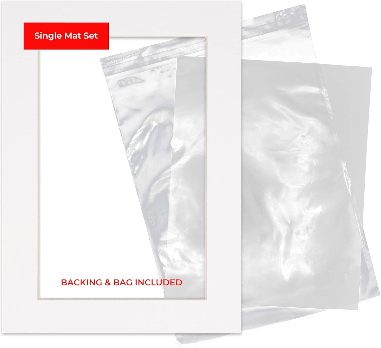 6x8 Mat for 8x10 Frame - Precut Mat Board Acid-Free Show Kit with Backing Board, and Clear Bags White 6x8 Photo Matte Made to Fit a 8x10 Picture Frame Matboard for Framing, Pack of 1 Mat