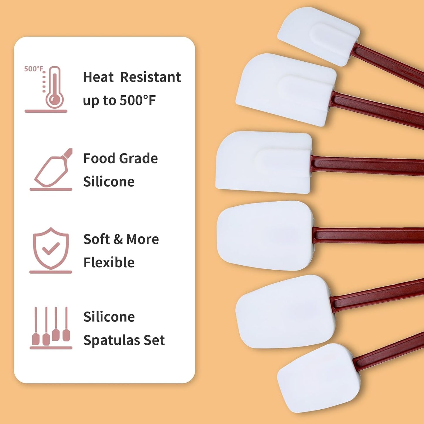 14 INCH Silicone Spatulas Heat Resistant Heavy Duty Rubber Spatulas Commercial Spatulas Set for Kitchen Use Silicone Cooking Utensils Sets of 2