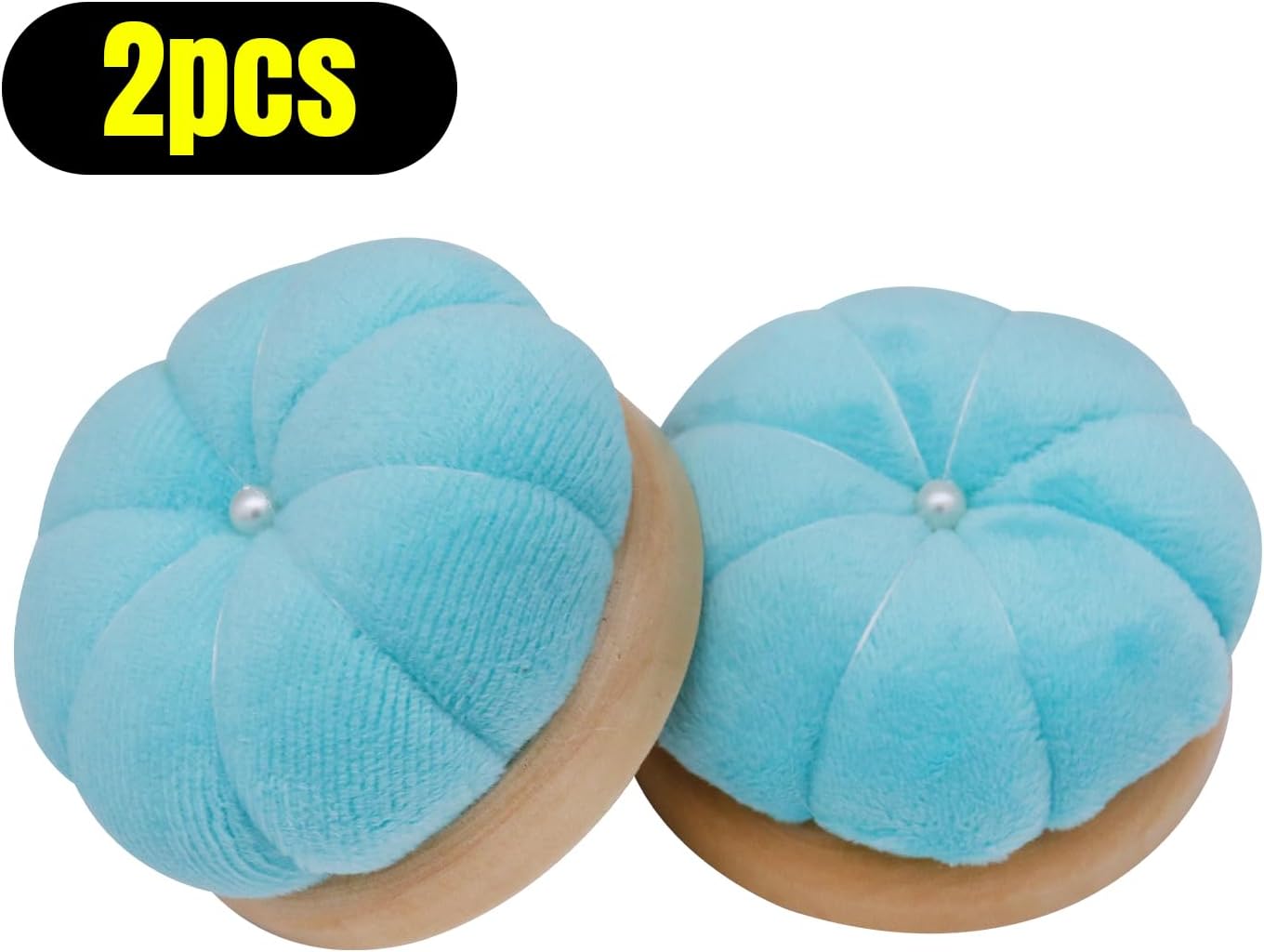 Uxney Pin Cushion,Wooden Sewing Pin Cushion Pincushion Needle Cushion for Sewing Quilting Needlework DIY Crafts(Moon Green,2 PCS)