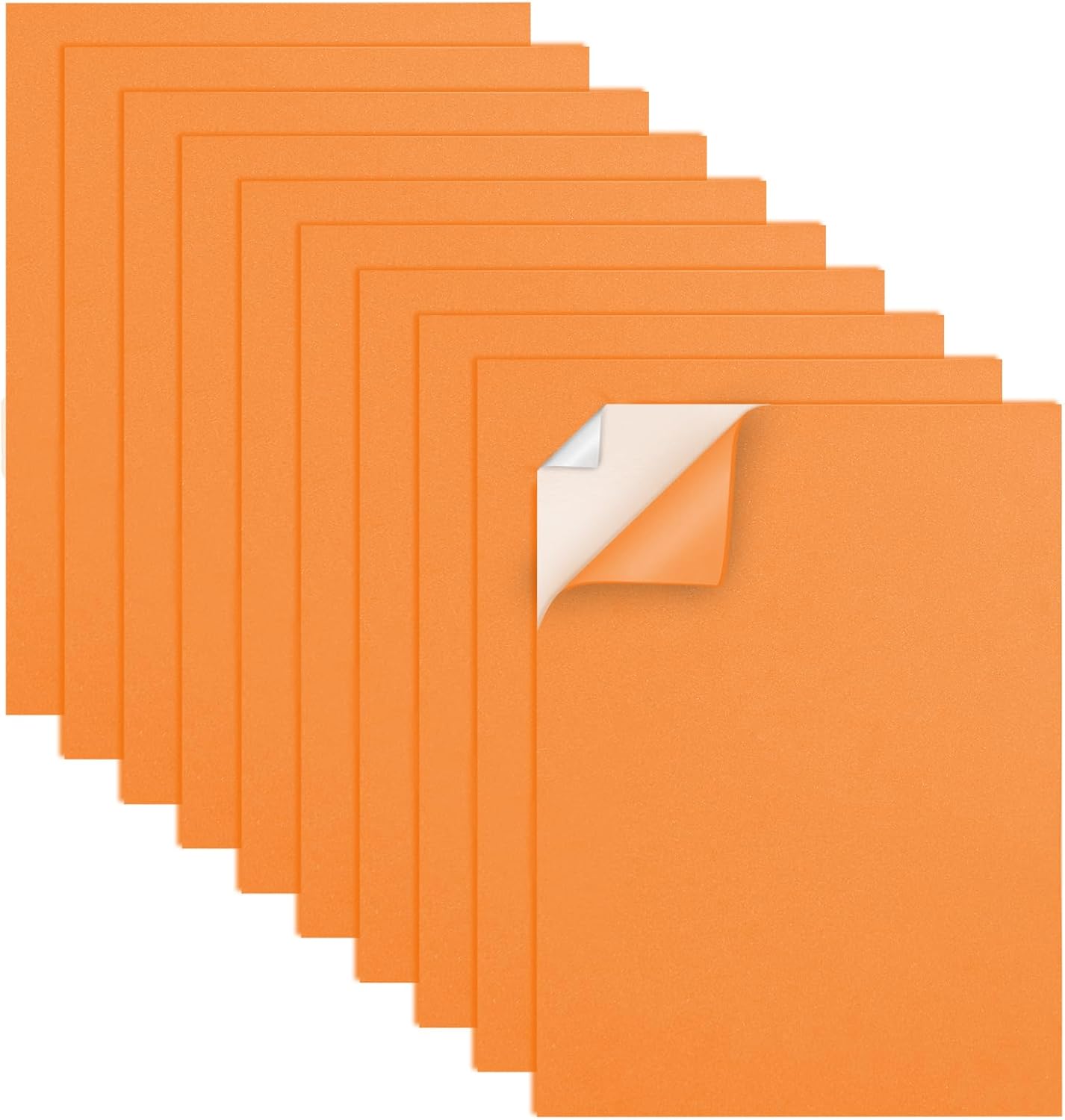 MEARCOOH Self Adhesive Foam Sheets, Orange 9x12 Inch 2mm Sticky Eva Foam Paper for Crafts Cardmaking Photo Frames Classroom Scrapbooking Christmas Crafts (Orange 10 Sheets)