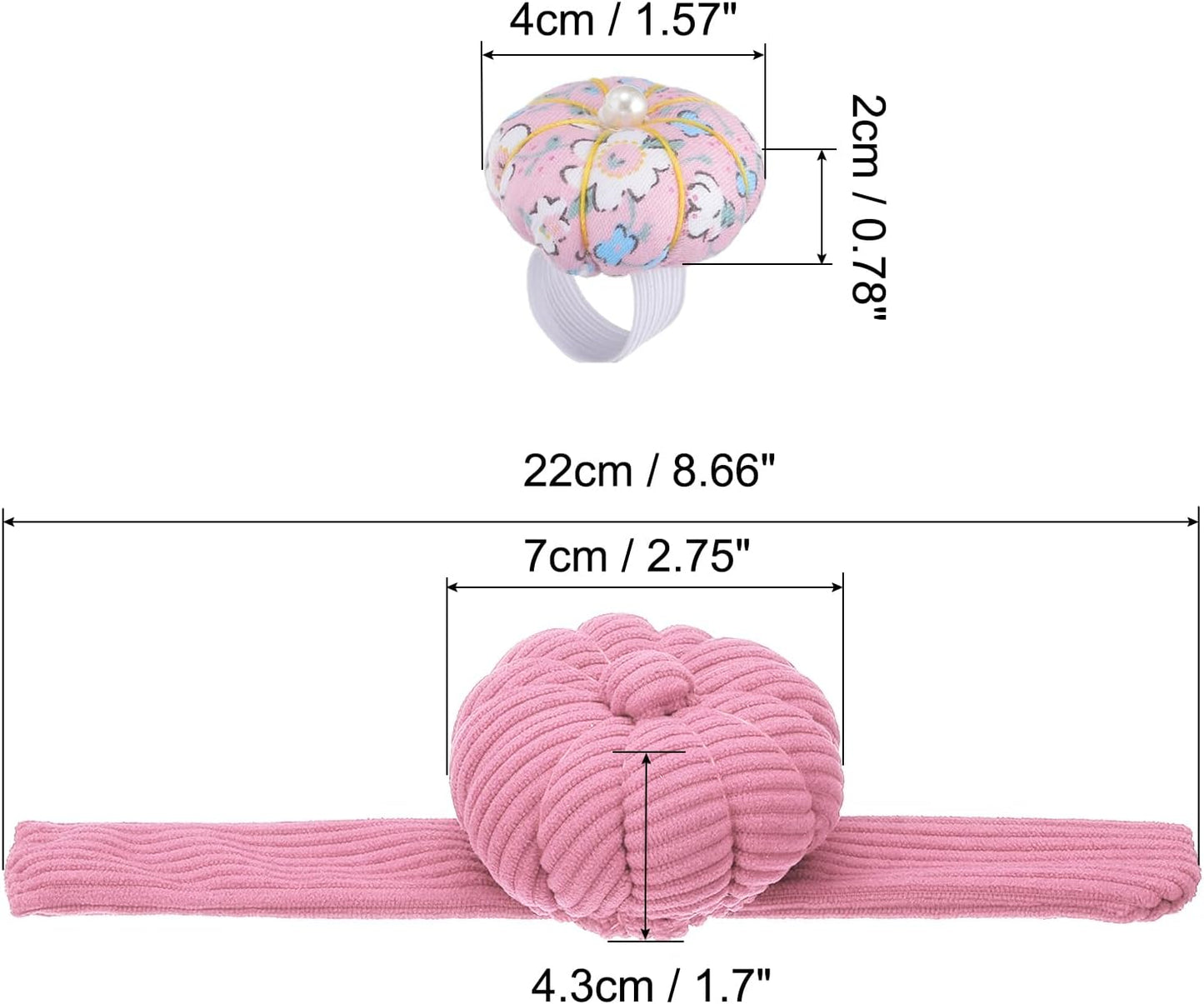 PATIKIL Wrist Pumpkin Pin Cushion, Snap Pin Cushion with Elastic Strap Ring Portable Embroidery Needle Pin Storage for Hand Craft Knitting, Light Pink