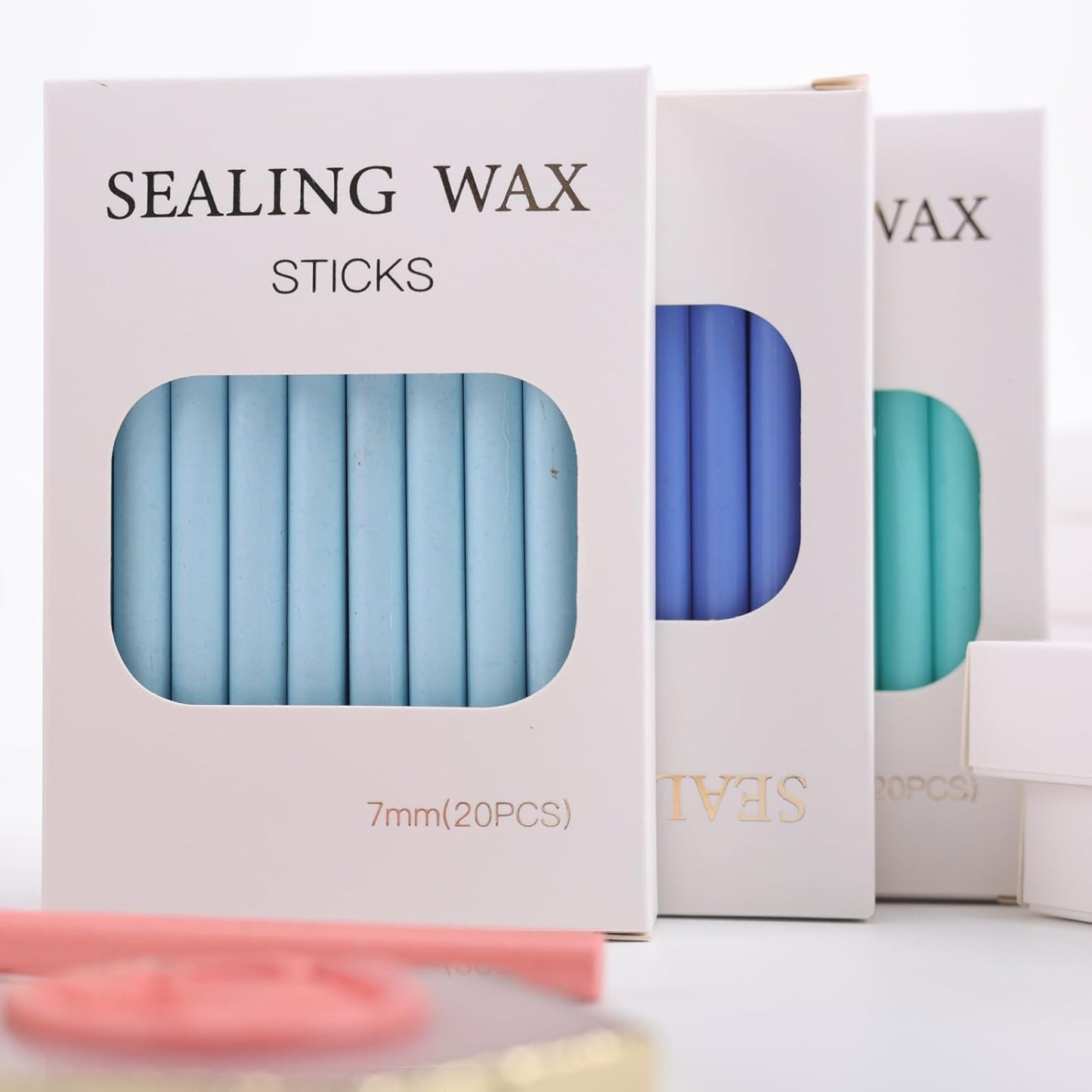 Dust Blue Wax Seal Sticks, ONWINPOR 20pcs Glue Gun Wax Sealing Sticks for Wax Seal Stamp, Wedding Invitations, Envelope Letter Sealing (20, Dusty Blue)