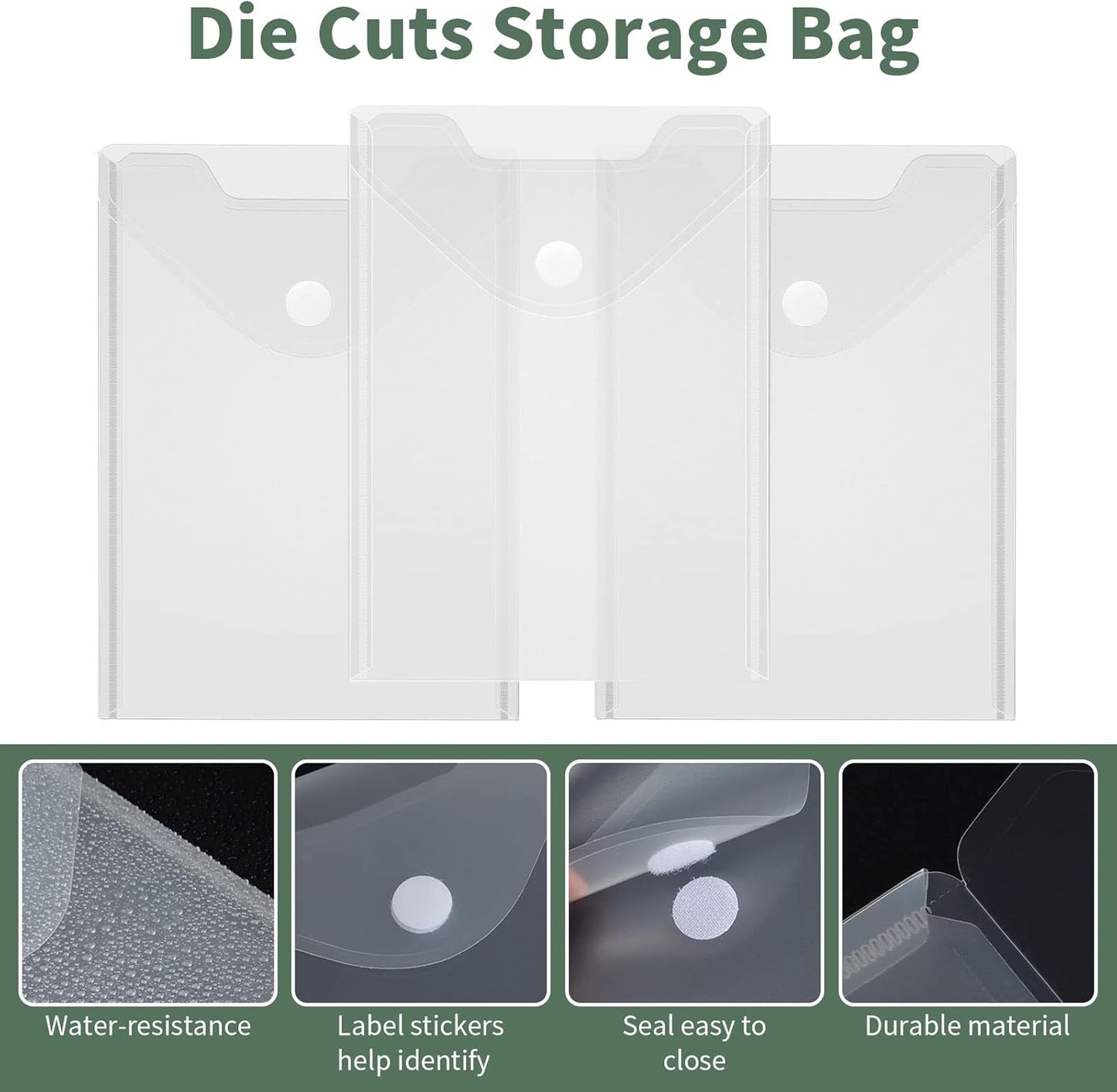 50 Packs Clear Stamp Die Storage Pockets Plastic Seal Bags Storage Case for Cutting Dies Stencil Album Stamp Crafts for DIY Scrapbooking Paper Card Craft Cutting Dies for Card Making