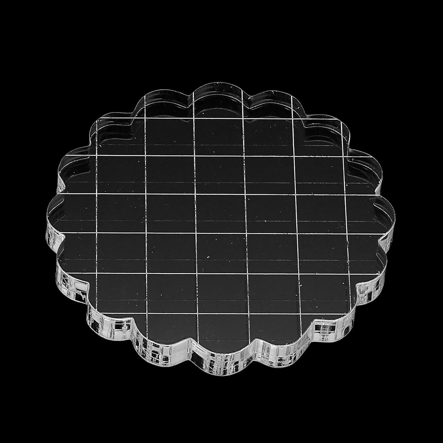 PATIKIL 2.8" Acrylic Stamp Block, 6Pcs Clear Stamping Block with Grid Lines Decorative Mounting Blocks Round for Scrapbooking DIY Crafts Card Making