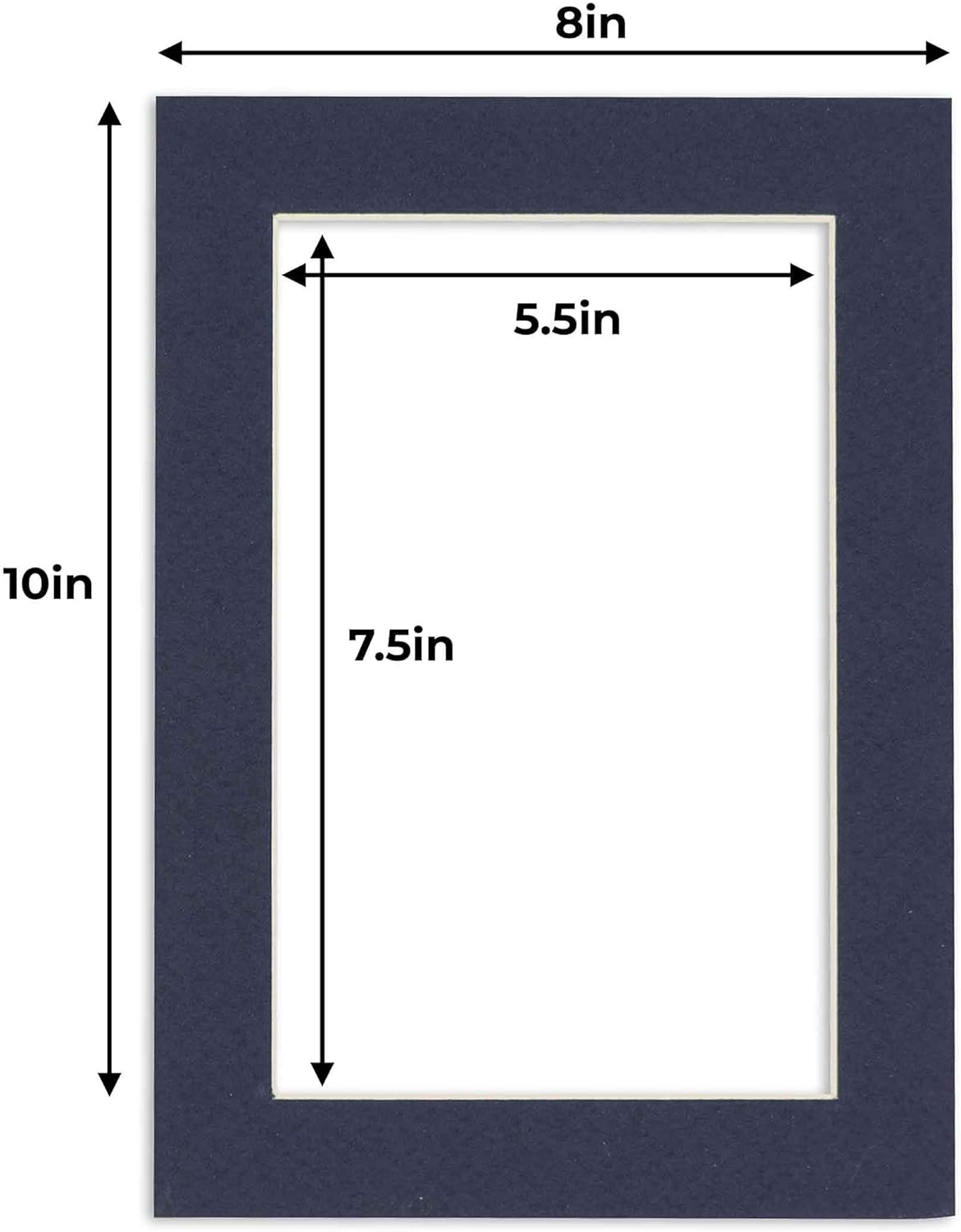 6x8 Mat for 8x10 Frame - Precut Mat Board Acid-Free Navy 6x8 Photo Matte Made to Fit a 8x10 Picture Frame, Premium Matboard for Family Photos, Show Kits, Art, Picture Framing, Pack of 10 Mats