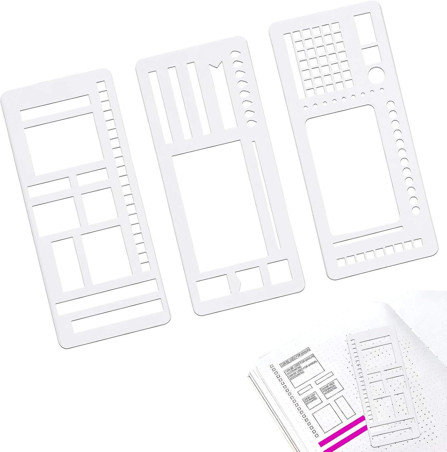 Handmade Flexible Record Template, Planner Stencil Set for Dot Grid Journals, DIY Flexible Drawing and Checklist Templates Suitable for Various Occasions (Set A)