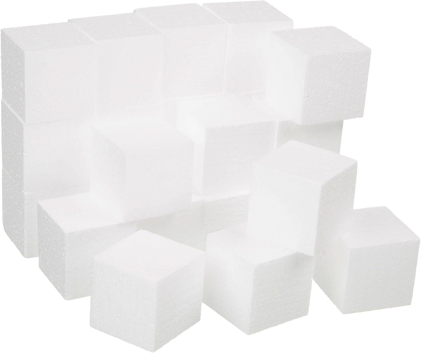 Crafare 3x3x3 Inch 24Pack Craft Foam Square Polystyrene Square Cubes for Arts Projects Sculptures Floral Arrangements Modeling and Centerpieces