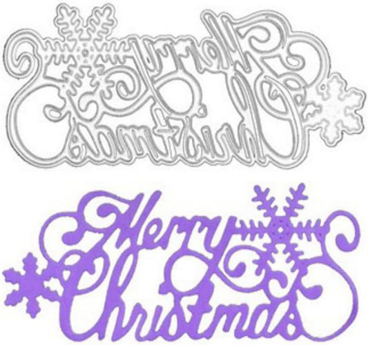 Mvchifay Cutting Dies Happy Birthday Metal Stencils Scrapbooking Tool DIY Emboss Paper Card Making (Merry christmas-10x4.2cm)