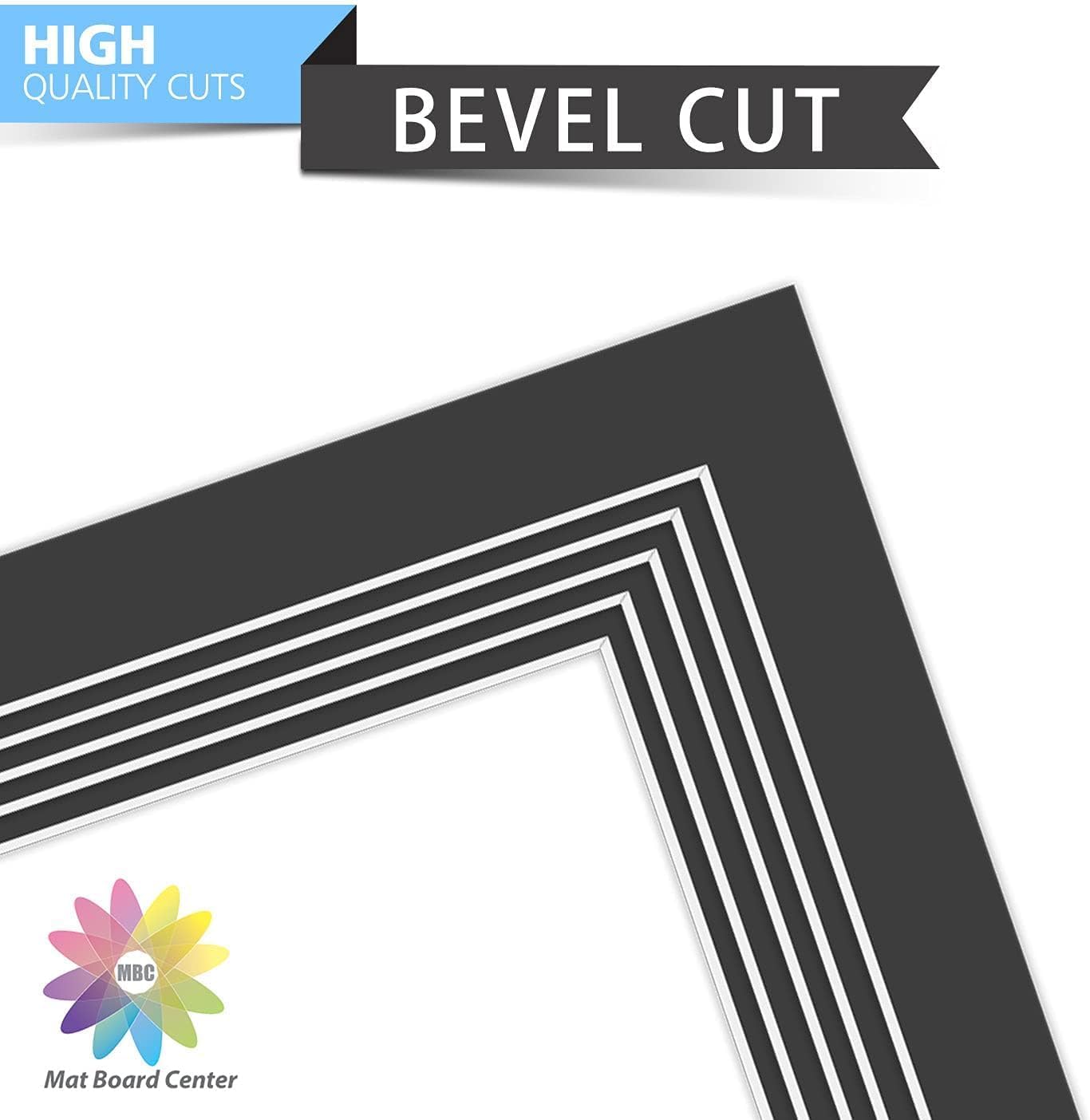 MBC Mat Board Center, Pack of 10, 16x20 for 12x16 Black Photo Picture Mats - Acid Free, 4-ply Thickness, White Core - for Pictures, Photos, Framing