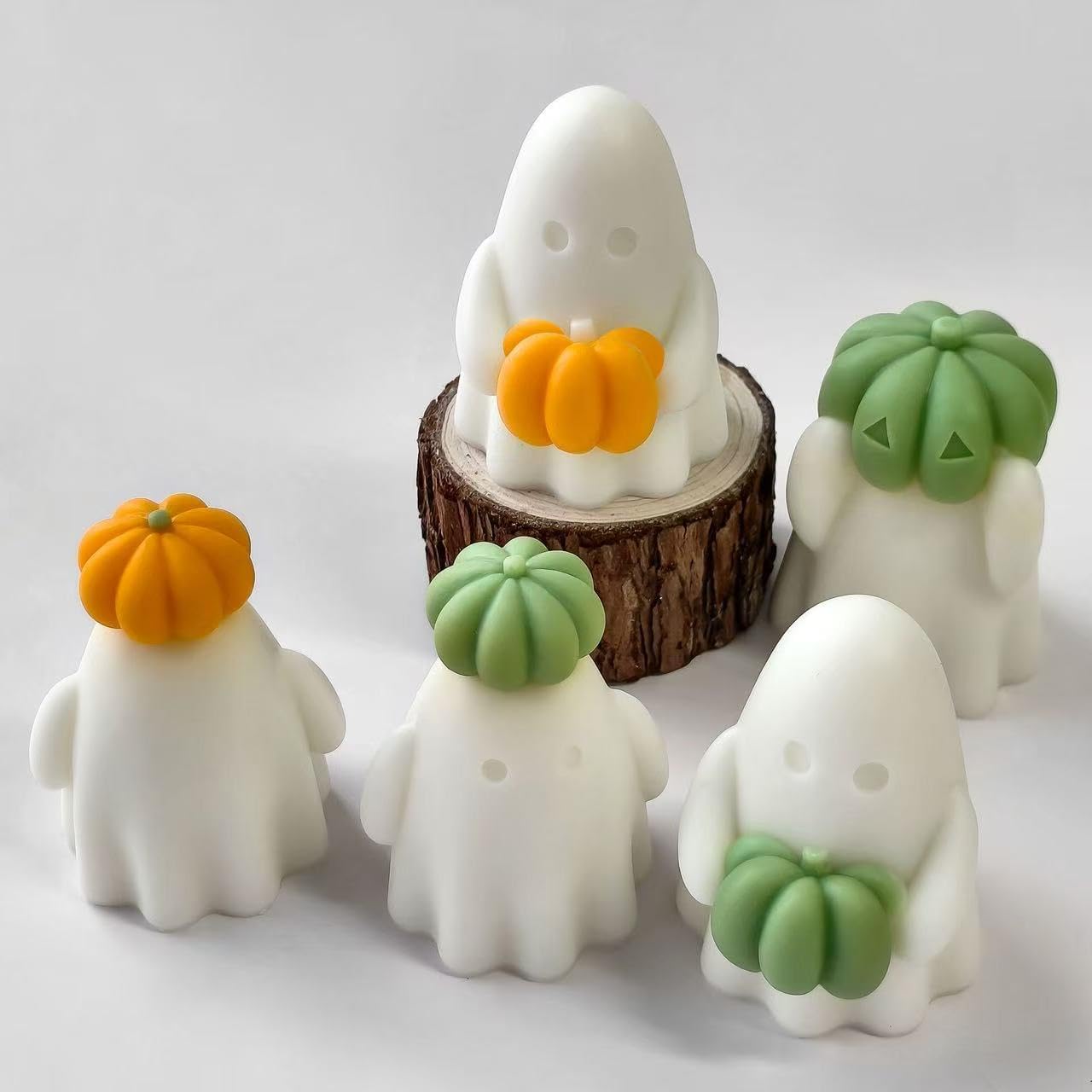 3 Pcs Ghost Holding Pumpkin Resin Mold, Halloween Candle Making Molds Fun Kit Cute Ghost and Pumpkin Epoxy Resin Molds Silicone DIY Craft