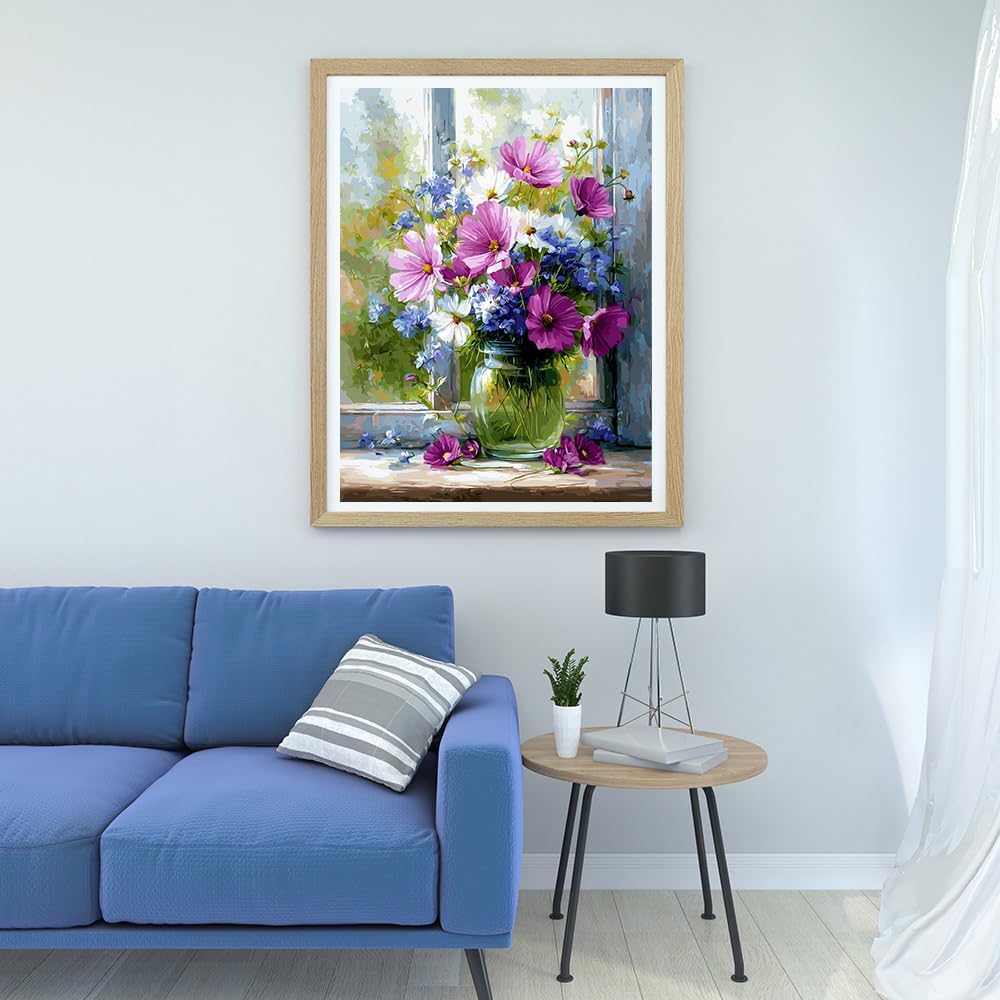 Moohue 14 ct Counted Cross Stitch Kits for Adults Flowers Cross Stitch Patterns Stamped Printed Cross Stitch Kits (Flowers 3)