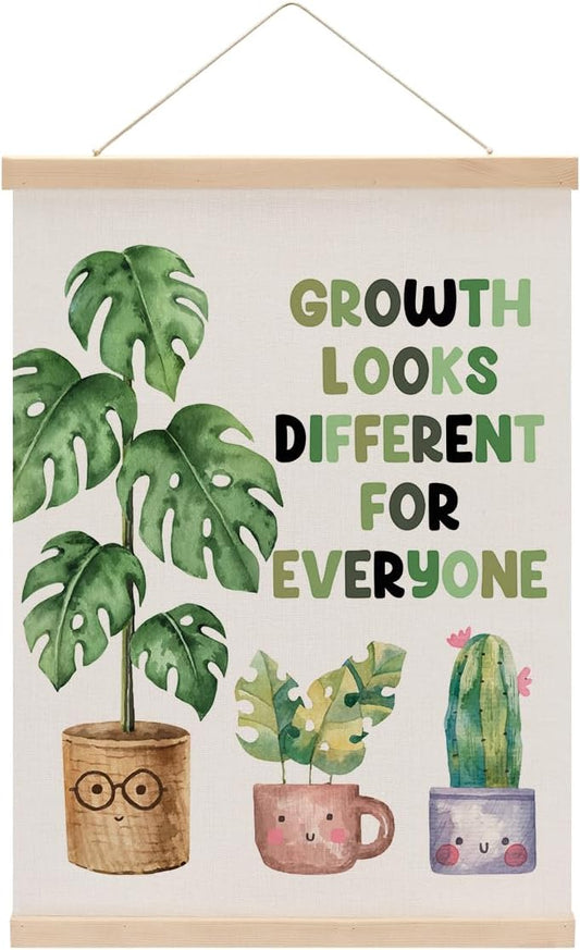 Inspirational Poster Hanger, Therapy Office Decor Growth Mindset Wall Decor Motivational Gifts Educational Posters Wall Art Wall Hanging Banner Classroom Toddler Room Nursery Home Baby Room Decor
