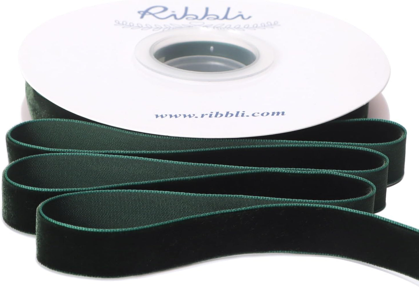 Ribbli Dark Green Velvet Ribbon 5/8 Inches Continuous10 Yard Spool Red Christmas Ribbon for Gift Wrapping Crafts Home Decor