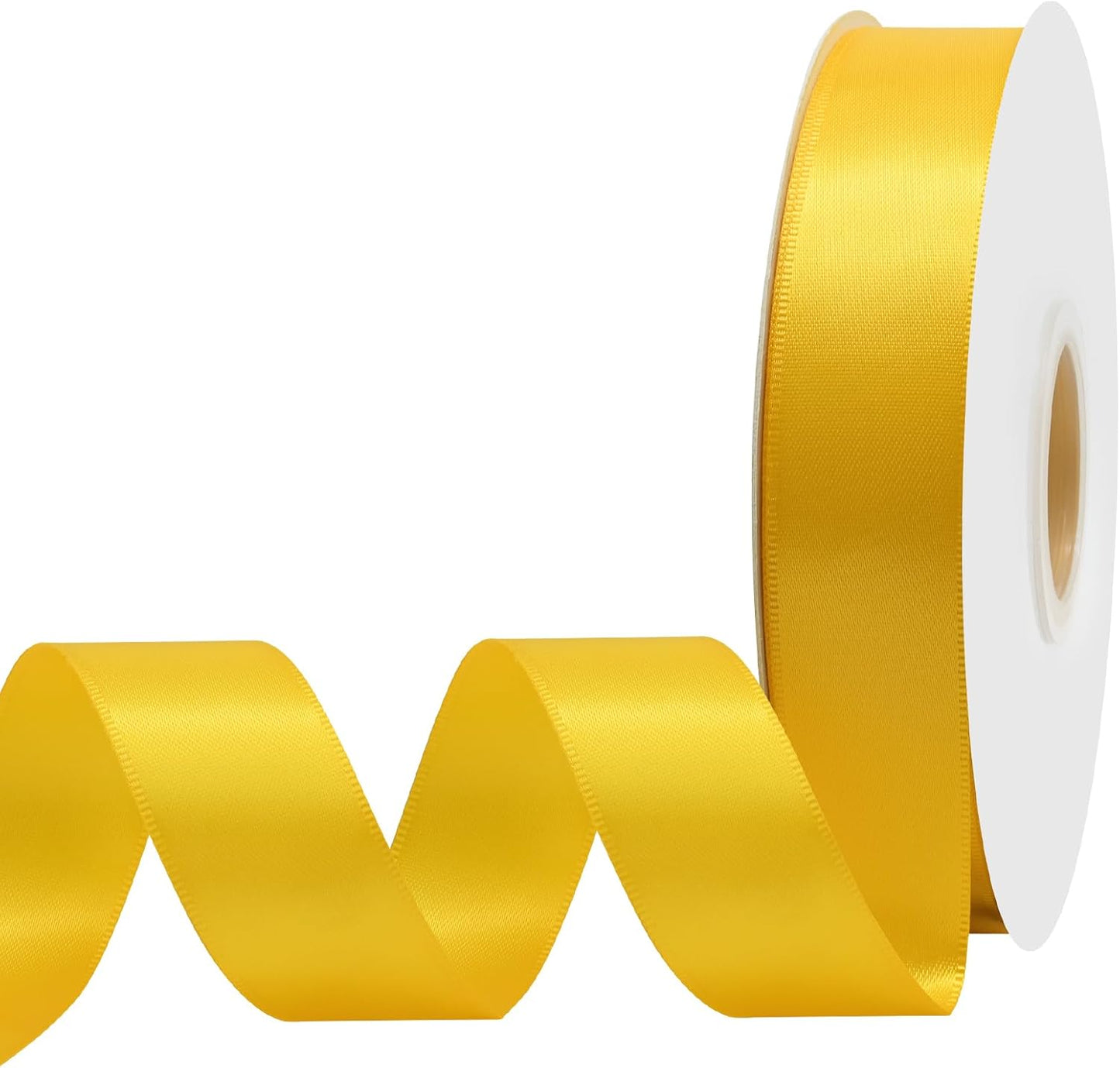 Maize Yellow Satin Ribbon 1" X 50 Yards Solid Color Double Faced Ribbons Perfect for Crafts Wedding Decor Bow Making Arts Sewing and More