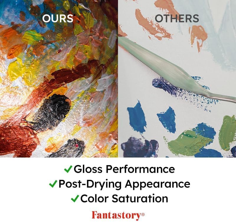 Fantastory Metallic Iridescent Acrylic Paint Set with 12 Brushes, 12 x 2oz Metallic Colors, Color-Shifting, Craft Paint Kit, Metal/Canvas/Rock/Stone/Ceramic/Model/Wood Painting [Balanced Series].