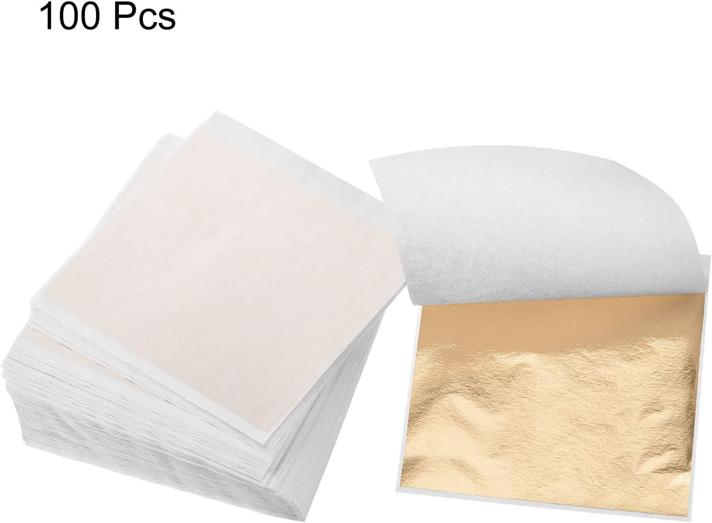 MECCANIXITY Gold Leaf Foil Sheet Champagne Gold Leaf Paper 3.3 x 3.1inch for Art Decoration, Sculpture, Painting, Pack of 100