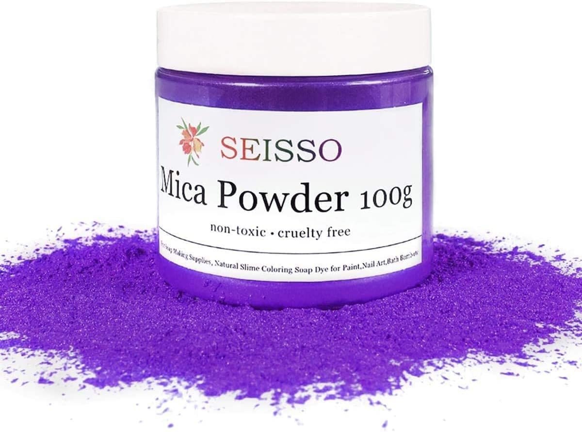 Purple Mica Powder for Epoxy Resin 3.5 oz /100g Powdered Pigment for Soap Colorant Bath Bomb Dye, Cosmetic Grade for Lip Gloss, Acrylic Nails Polish, Craft Projects