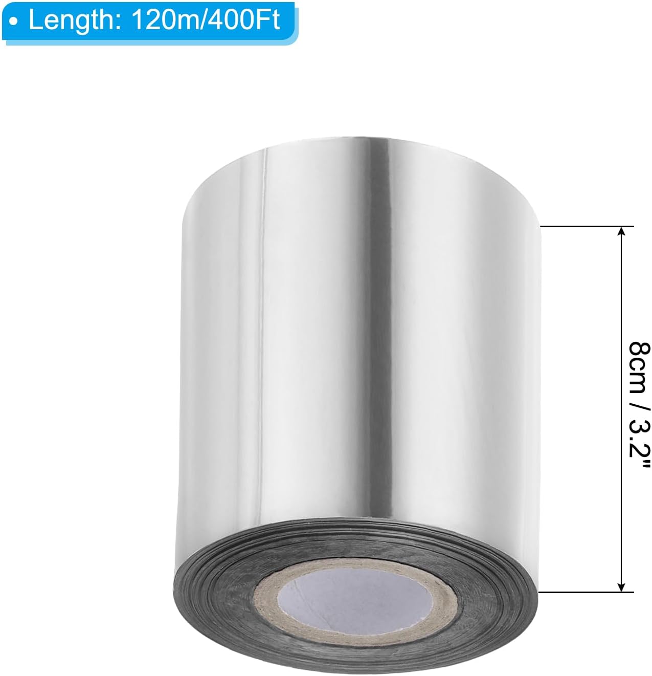 PATIKIL 3.2"x400Ft Hot Stamping Foil Paper,Heat Transfer Hot Stamping Paper Foil Roll for Leather DIY Logo Decor Craft Gift Card Package Scrapbook,Silver