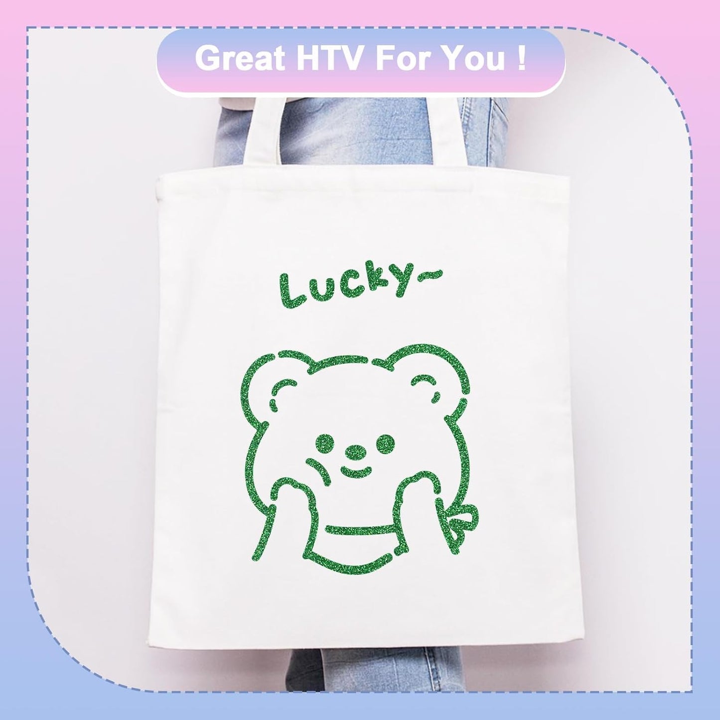 Glitter HTV Heat Transfer Vinyl Rolls- 12" x 10ft. Glitter Iron on Vinyl for DIY T-Shirts, Glitter for All Cutters, Heat Transfer Vinyl (Grass Green)